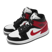NIKE 耐吉 休閒鞋 Wmns Air Jordan 1 Mid 女鞋 男鞋 白 紅 AJ1 一代 黑頭(BQ6472-160)