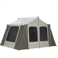 Safari Glamping Hiking Camping Shelter, Canopy Tent, Mesh Cabin, Large Luxury Family Outdoor Canvas Tent