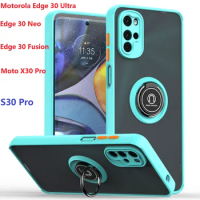 Armor Silicon For Motorola Edge 30 Neo Edge 30 Ultra 30 Fusion Moto X30 S30 Pro Case Ring Stand Hard Cover