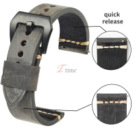 Vintage Watch Band 20mm 22mm 24mm Quick Release Crazy Horse Leather Strap Watchband for Panerai Foss