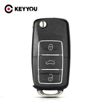 KEYYOU 3 Buttons Remote Car Key Flip Folding Key Shell Case For Volkswagen Vw Jetta Golf Passat Beetle Skoda Seat Polo B5
