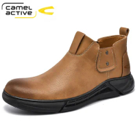 Camel Active Men Shoes Genuine Leather Chelsea Boots Outdoor Ankle Boots Men's Chelsea Boots Casual Shoes Size 38-46