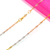 Solid 18K White Gold Necklace Women AU750 Gold water ripple Chain Necklace P6288