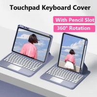 for Samsung Galaxy Tab S6 Lite 10.4" 2024 S9 FE S8 S7 11inch S9 A9 Plus 2023 A8 10.5 2021 Touchpad Keyboard 360°Magnetic Case