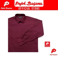 Pojok Busana Alisan Kemeja Lengan Panjang Polos Pria Reguler Fit New Merah Maroon XXXL 17-35 REG Mar