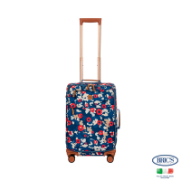 BRICS 義大利 20吋 藍色花朵 小牛皮防潑水布箱 登機箱 行李箱 旅行箱 軟箱 布箱