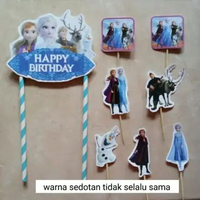 hiasan nasi tumpeng hiasan kue ulang tahun cake topper satu set tema Frozen