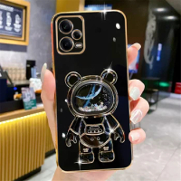 Phone Case For Huawei Honor Paly 5T 4T Pro V40 V30 V20 X50i X40i X30 X9A Magic5Lite Quicksand 3D Glitter Bear Stand Cover Funda