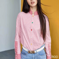 【iROO】彩色釦子襯衫