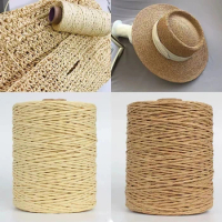 280M/Roll Natural Raffia Straw Yarn Raffia Paper Knitting Material Cushion Baskets Hat HandBag Colrful DIY Crochet Supplies