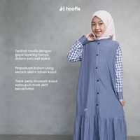 HOOFLA Gamis anak perempuan Anaya Kancing Lembut Muslim Nyaman XXL Denim Blue