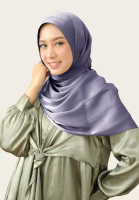 zelena Hijab Pashmina Shimmer Silk Premium - Dark Lilac