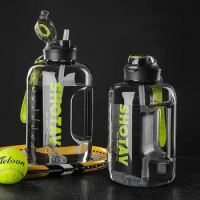 New 3.8L Plastic Large Capacity Fitness Sports Water Bottle Gym with Handle Portable Outdoor Motivational Straw Water Bottles