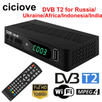 DVB-T2 TV Tuner Terrestrial Receiver with DVB-T HD 1080 Adapter USB 2.0 TV Box Decoder for Russia/Ukraine/Africa/Indonesia/India