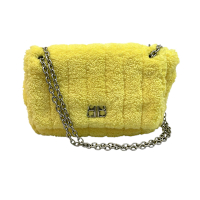 展示品 近全新Balenciaga 巴黎世家MONACO黃色絨布肩背包/斜背包