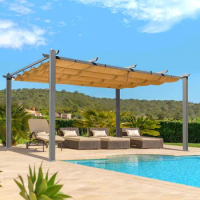 Outdoor Pergolas, Aluminum Pergola with Retractable Canopy, with Adjustableand Removable Sun Shade Canopy,Outdoors Garden Gazebo