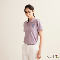 Arnold Palmer -女裝-撞色線條刺繡短袖POLO衫-淡紫色