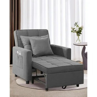 XSPRACER Convertible Chair Bed, Sleeper Chair Bed 3 in 1, Adjustable Recliner, Armchair, Sofa, Bed, Fleece, Dark Gray, Single On