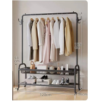 多功能衣帽架 晾衣架 掛架 簡約掛衣櫃 曬衣架【升級款【120cm酷黑】 雙層】 