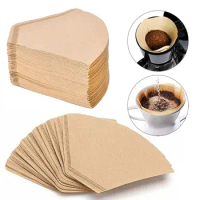 40Pcs/Set Wooden Eco-friendly Coffee Filter 101 "V" Shape Unbleached Filter Bag Hand Drip Paper Coffee Maker Accessories