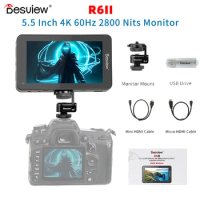 Desview R6II 5.5 Inch On Camera 4K HDR 2800 Nits Outdoor High Brightness DSLR Micro Camera Monitor