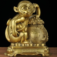純銅十二生肖猴擺件猴子工藝品招財家居客廳玄關裝飾品辦公室擺放