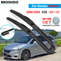 Car Wiper Blade For Honda Stream 24"+14" 2000-2006 Auto Windscreen Windshield Wipers Blades Window Wash Fit U Hook Arms
