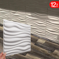 12 pcs 30cm Nordic minimalist lines wave 3D wall sticker decor living room wallpaper waterproof 3D wall panel mold hotel office