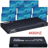 4K 60hz 1x8 HDMI Splitter 1x2 1x4 HDMI Splitter HDMI 2.0 Audio Video Converter Distributor Multi Screen Display for PS4 PC To TV