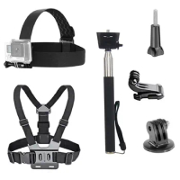 Accessories Bundle Kit Head Strap Mount/Chest Harness/Selfie Stick for Gopro Hero 11 10 9 8 7 6 5 4/AKASO EK7000/Brave 7/Dragon