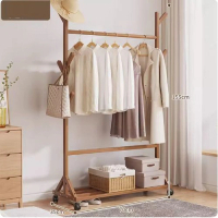 可移動掛衣架(9杈款-茶色長70cm)