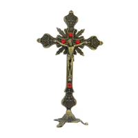 Hanging or Standing Crucifix 10" Figurine Religious Gifts Crucifix with Stand for Tabletop Livingroom Altar Bedroom Home