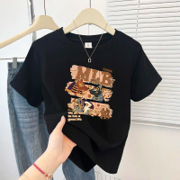 COD Kaos Lengan Pendek Motif Kreatif Musim Panas 2026 Terbaru dengan Bahu Lurus, Gaya Kampus, Gaya K