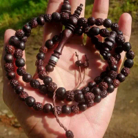 Tasbih Bidara Mix Wood Media Ruqyah Muslim Kombinasi Benih Kayu Warna Hitam