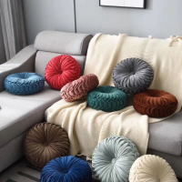 （ISG)  Solid Color Pumpkin Shape Sofa Pillows Home Decor Floor Pouf Seat Cushions