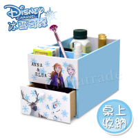【迪士尼Disney】冰雪奇緣 艾莎&amp;安娜 單抽屜筆筒 前後分隔盒 桌上收納(正版授權台灣製)