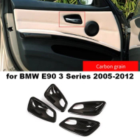 Car Carbon Fiber Texture Interior Door Handle Bowl Trim Cover For BMW E90 3 Series 2005-2012 Parts