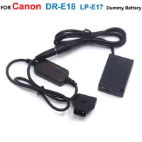 D-TAP Dtap 12-24V Step-Down Cable+DR-E18 DC Coupler LP-E17 Fake Battery ACK-E18 For Canon EOS 750D 850D Kiss X8i T6S 77D T9 T10