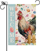 Easter Garden Flag Welcome Chicken For Animals Lovers Vertical Double Sided Holiday Outdoor Yard Dec