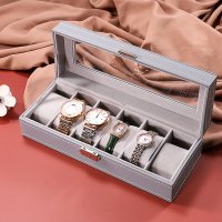 免運 優樂悅~新款高級灰色手表收納盒首飾盒防塵玻璃蓋腕表展示盒手鏈手表盒子 搖表器 展示盒