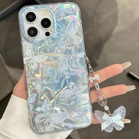 Sarung telefon 3D comel dengan loket reben, mutiara dan rama-rama untuk Samsung Galaxy A37, A57, M17
