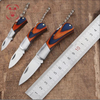 3 Size Mini Wooden Handle Folding Knife Stainless Steel Portable CS GO Keychain Outdoor Survival Camping EDC Unboxing Knifves