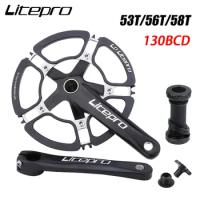 Litepro 170MM Crankset Chainwheel 53T 56T 58T Aluminum Alloy Single-Speed Bike Tooth Plate 130BCD for Folding Bicycle