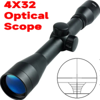 4X32 Compact Scope Riflescope Mil-dot Crosshair Reticle Tactical Aim Optic Sight for Carbine Shotgun Airgun Fits 11mm/20mm Rail