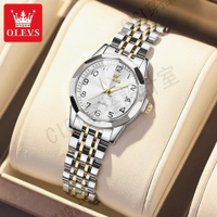 OLEVS 手錶女生 情人節 禮物 防水 夜視 石英 精品錶 學生 流行 時尚 日历 不鏽鋼錶帶 女士手表 9970【亞德機械五金家居】
