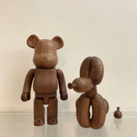 Bearbrick 400% 28cm and 23cm Walnut Light Edition Bear and Walnut Dog Collection Ornament Suitcase Bag Bear and Pear Dog
