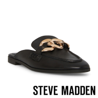 STEVE MADDEN-CALLY 金飾皮革穆勒拖鞋-黑色
