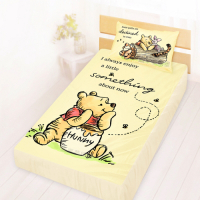 享夢城堡 單人床包枕套3.5x6.2二件組-迪士尼小熊維尼Pooh 蜂蜜小事-米黃.藍