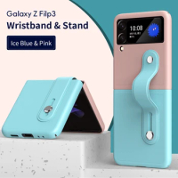 Colorful PC Leather Case For Galaxy Z Flip 5 Flip3 Z Flip 4 Luxury Leather Wristband Cover For Samsung Galaxy Z Flip 3 ZFlip 4