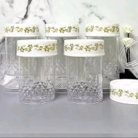 Pirex Toples Set Lilia 6pcs Akrilik Bening Bahan Tebal Diameter 11cm Tinggi 16cm untuk Penyimpanan M
